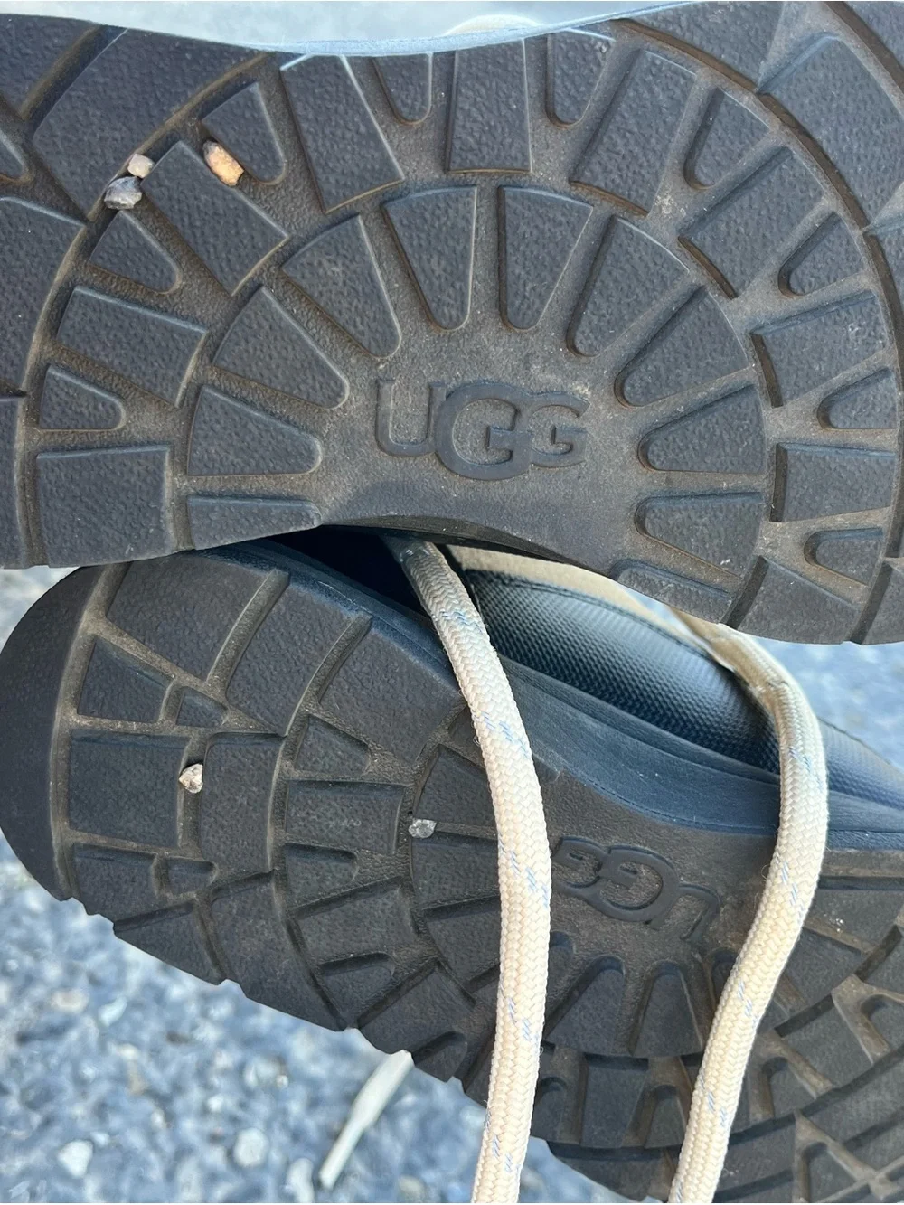 UGG Kids Taupe and Black Puffer Lace-Up Boots